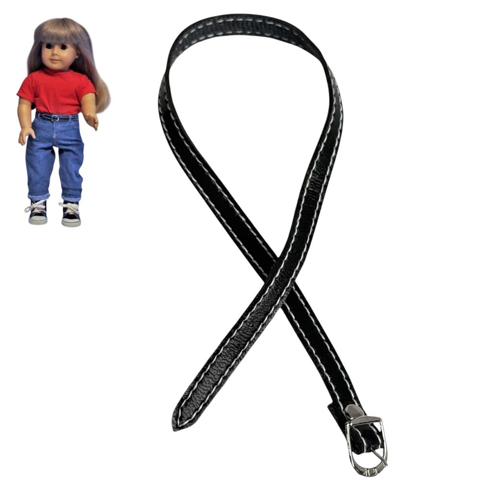 American Girl Doll Belt Blue Jean Basics I Accessory Black White Silver Buckle